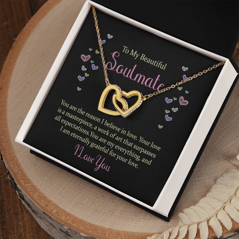 To my Beautiful Soulmate Interlocking Hearts Necklace