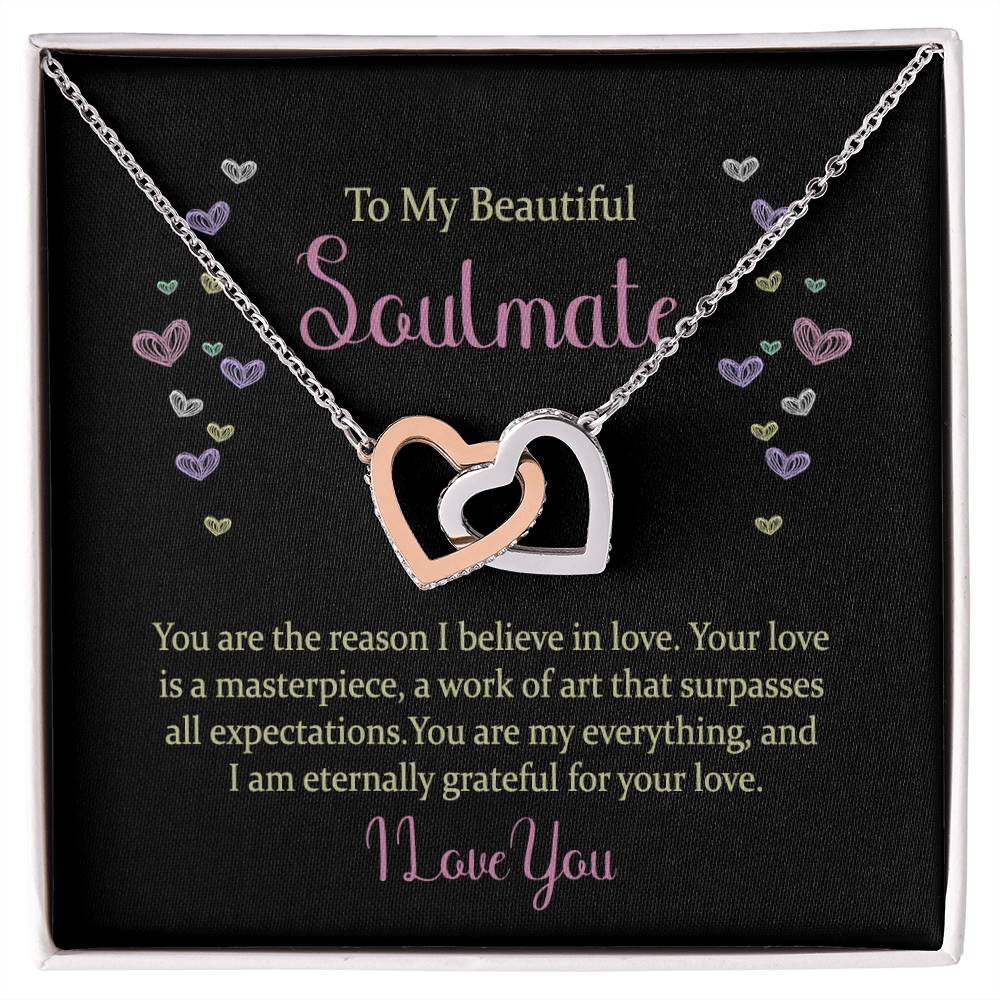 To my Beautiful Soulmate Interlocking Hearts Necklace