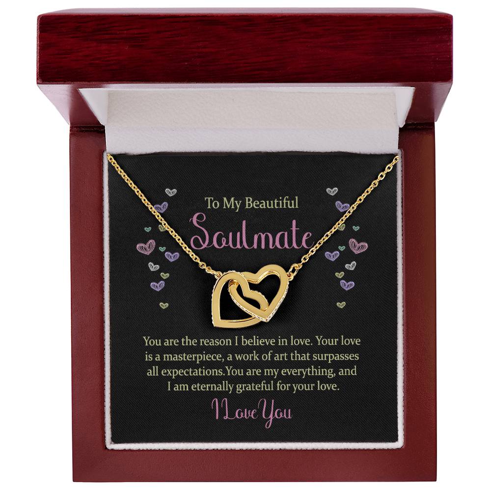 To my Beautiful Soulmate Interlocking Hearts Necklace