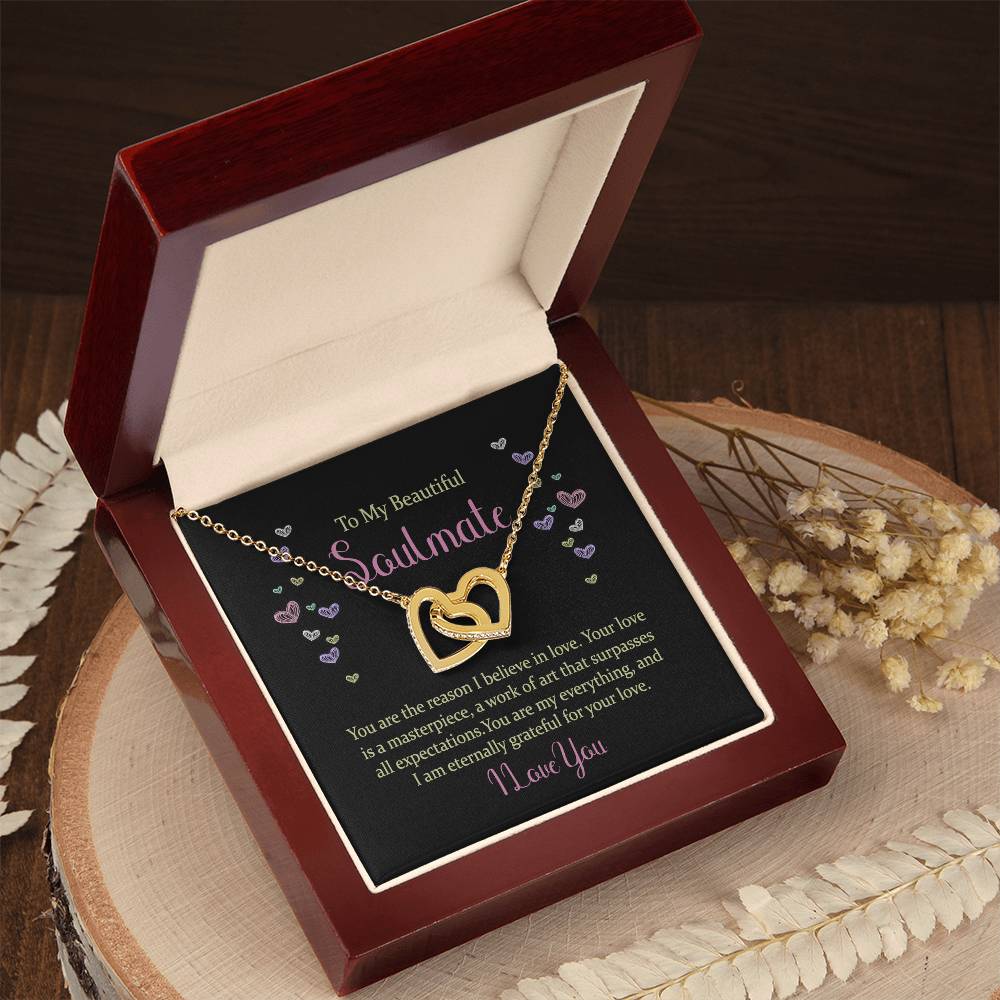To my Beautiful Soulmate Interlocking Hearts Necklace