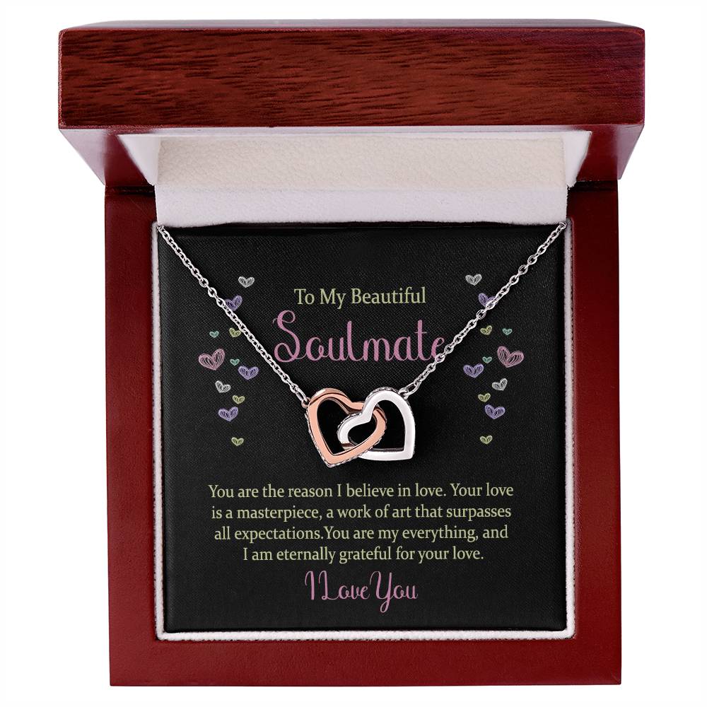 To my Beautiful Soulmate Interlocking Hearts Necklace