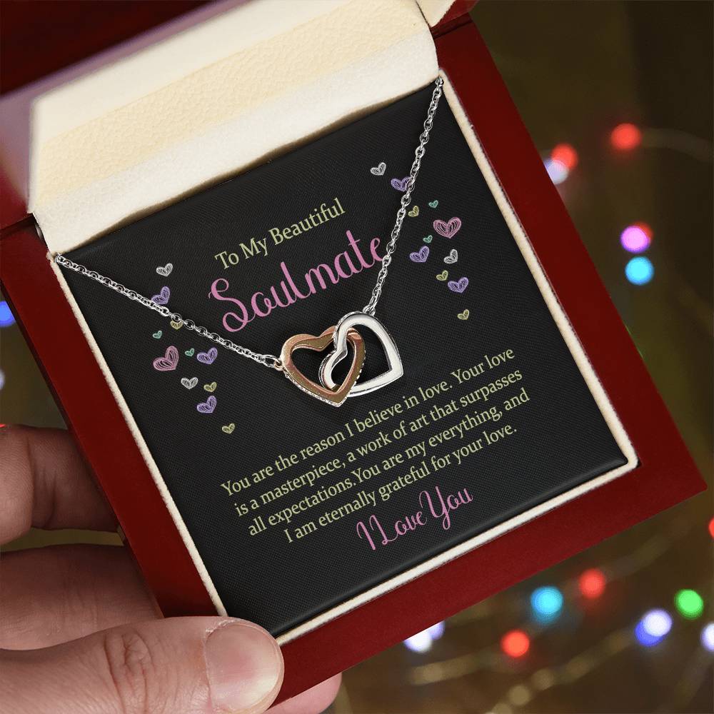 To my Beautiful Soulmate Interlocking Hearts Necklace