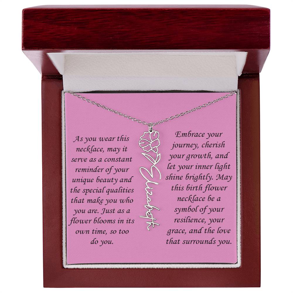 Personalized Birth Flower Name Necklace
