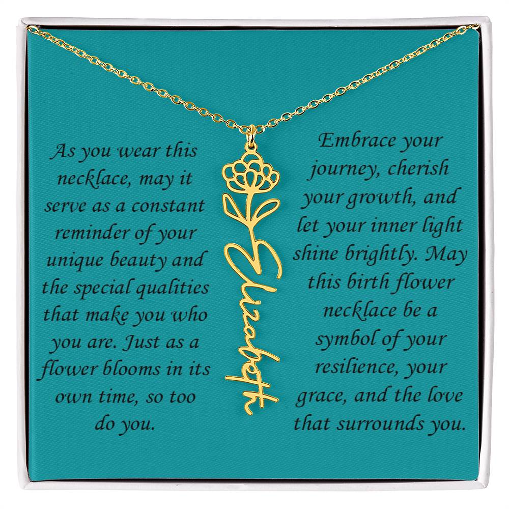 Personalized Birth Flower Name Necklace