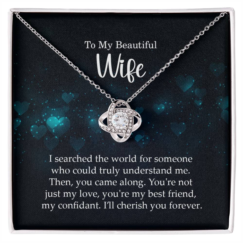 To My Beautiful Wife Love Knot Necklace