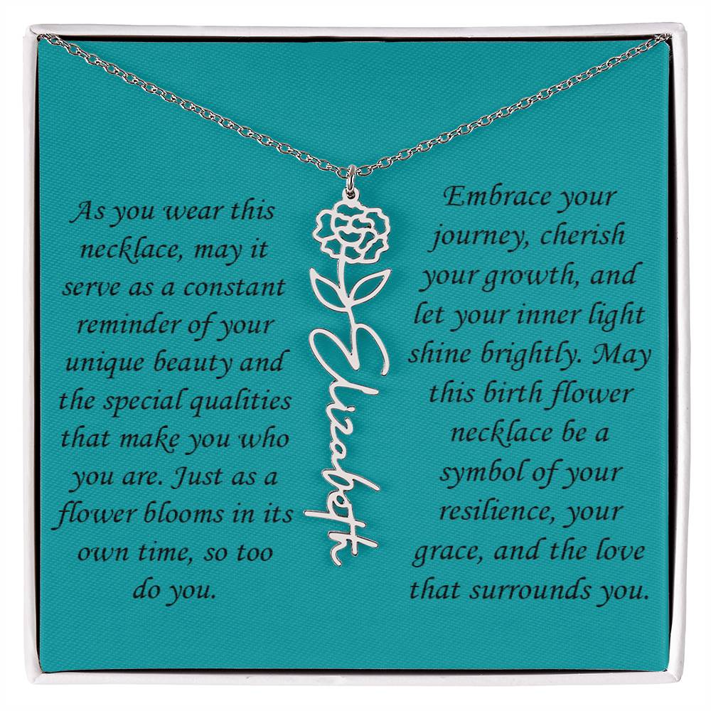 Personalized Birth Flower Name Necklace