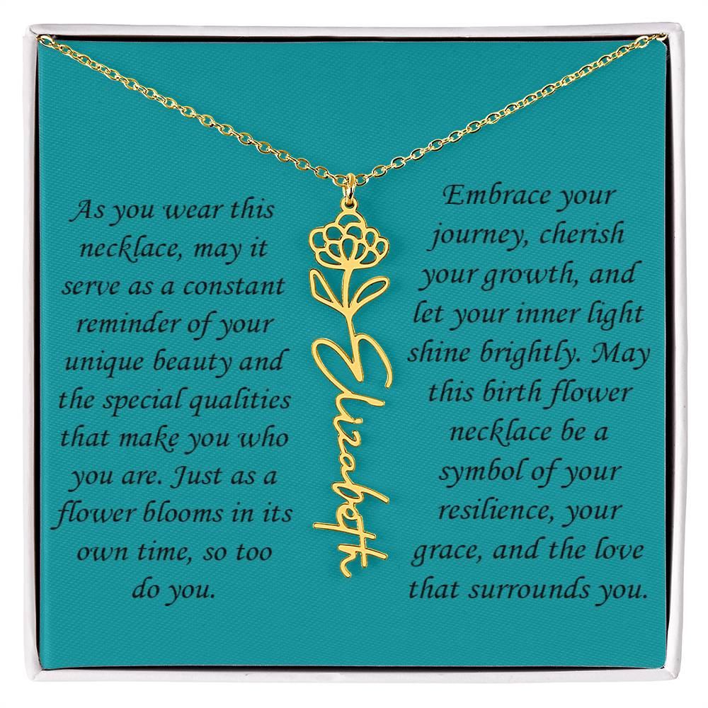 Personalized Birth Flower Name Necklace